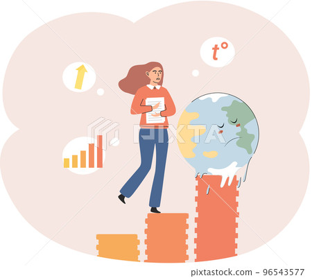 Global warming concept. Scientist studies rising temperatures on planet Earth, environmental tests Global warming concept. Scientist studies rising temperatures on planet Earth, environmental tests 96543577