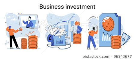 Business investment metaphor. Investment capital profit and income multiplying. Buying shares and funds, modern economy 96543677