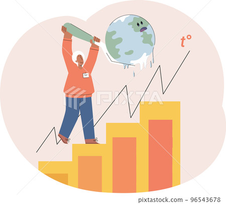 Global warming concept. Scientist studies rising temperatures on planet Earth, environmental tests 96543678