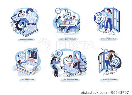 Ladge question mark. Problem and solution concept metaphor. Ask questions. FAQ frequently asked help Ladge question mark. Problem and solution concept metaphor. Ask questions. FAQ frequently asked help 96543797