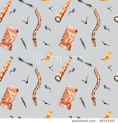Seamless pattern for retro air transport collection. Watercolor illustration in vintage style. 96543981