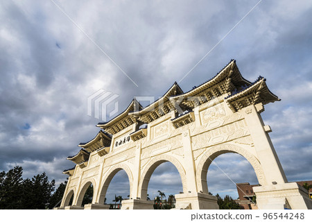 The main gate of National Taiwan Democracy Memorial Hall ( National Chiang Kai-shek Memorial Hall ) in Taipei, Taiwan. The main gate of National Taiwan Democracy Memorial Hall ( National Chiang Kai-shek Memorial Hall ) in Taipei, Taiwan. 96544248
