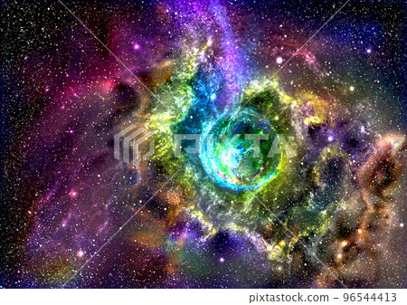 漂浮在太空中的藍色氣泡 漂浮在太空中的藍色氣泡 96544413