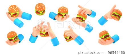 3d render hands with burger isolated on white 3d render hands with burger isolated on white 96544460