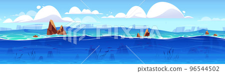 Ocean or sea underwater background cross section Ocean or sea underwater background cross section 96544502