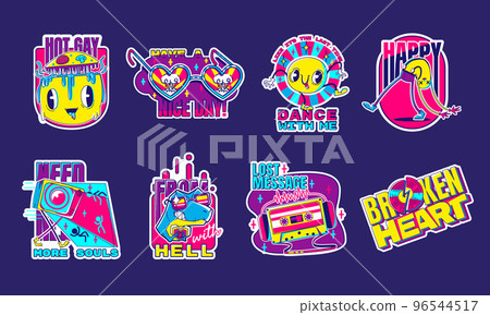 Retro stickers set isolated on background 96544517