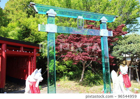 有紅色鳥居和玻璃鳥居的 Shintoku Inari Shrine 有紅色鳥居和玻璃鳥居的 Shintoku Inari Shrine 96544959
