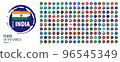 A set of vector icons with flags of countries and with the inscription made in 96545349