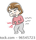 Illustration of a woman who has a stomachache 96545723