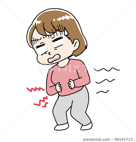 一個肚子痛的女人的插圖 一個肚子痛的女人的插圖 96545723