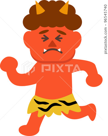 Illustration of a red demon running away 96545740