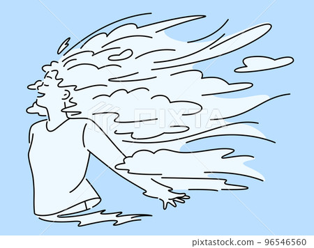 Happy woman with clouds in hair 96546560