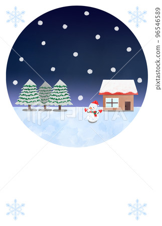 具有復制空間的雪景明信片模板 96546589
