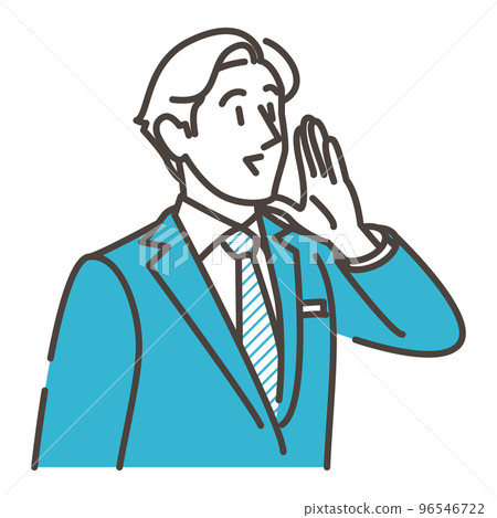 A young male business person calling with a smile and cheering [person vector illustration material] 96546722