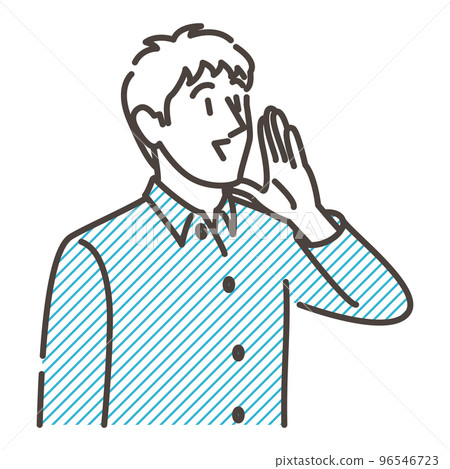 微笑著呼喚&歡呼的年輕人【人矢量圖素材】 96546723