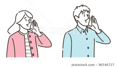 Men and women who call with a smile & support [person vector illustration material] 96546727