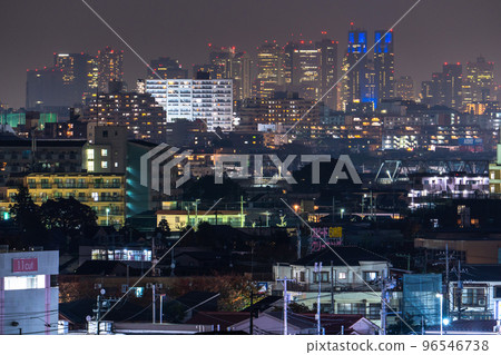 "Tokyo" Night view / distant view of the skyscraper in Shinjuku and the residential area 96546738