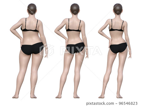 成功節食的女性前後的 3D 插圖 96546823