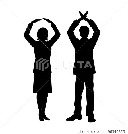 手工做 Maru-Batsu 的公司員工的剪影插圖 96546855