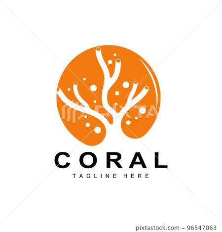 Coral Logo, Sea Plants Place Marine Animals, Ocean Vector, Seaweed Icons 96547063