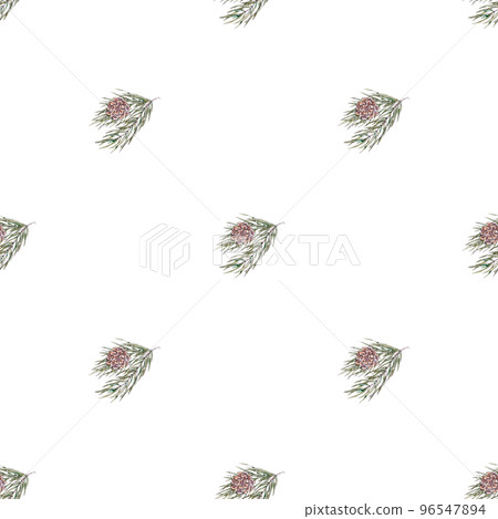 Seamless watercolor pattern - composition of green spruce branches. Perfect for wrappers, wallpapers, postcards, greeting cards, wedding invitations Seamless watercolor pattern - composition of green spruce branches. Perfect for wrappers, wallpapers, postcards, greeting cards, wedding invitations 96547894