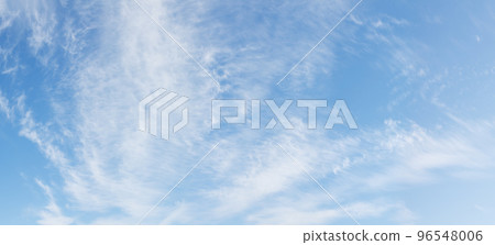 Blue day sky background with tiny clouds, panorama 96548006