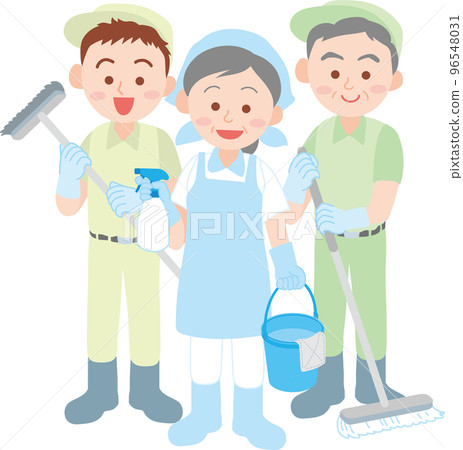 清潔工作_清潔人員_3人組_全身 96548031