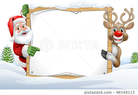 Christmas Santa Claus Reindeer Background Cartoon Christmas Santa Claus Reindeer Background Cartoon 96548113