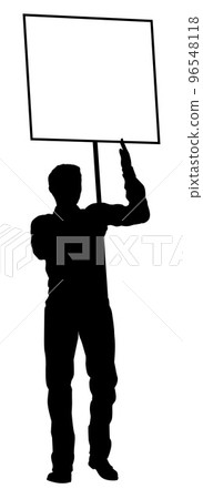 Protest Rally March Picket Sign Silhouette Person Protest Rally March Picket Sign Silhouette Person 96548118
