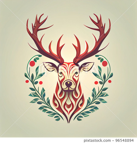 Flat Christmas Reindeer cartoon wallpaper.... - Stock Illustration  [96548894] - PIXTA
