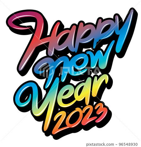 Free handwritten characters, text "Happy New Year 2023" Vector Illustrator 96548930