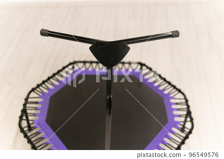 jump little trampoline leisure growth fitness game white cyan purple small empty space jump little trampoline leisure growth fitness game white cyan purple small empty space 96549576