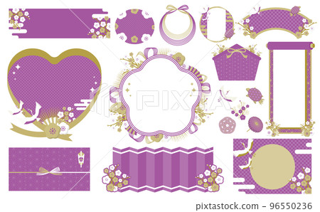 Gorgeous Japanese-style frame set with mizuhiki and ribbons perfect for coming-of-age ceremonies and New Year's scenes_purple_no text Gorgeous Japanese-style frame set with mizuhiki and ribbons perfect for coming-of-age ceremonies and New Year's scenes_purple_no text 96550236