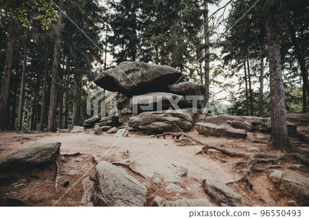 "Chybotek", rock formation in Izera mountains, Poland. "Chybotek", rock formation in Izera mountains, Poland. 96550493
