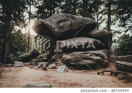 "Chybotek", rock formation in Izera mountains, Poland. 96550494