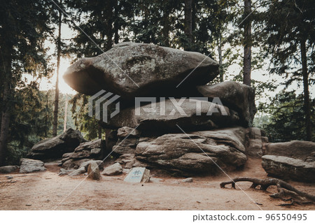 "Chybotek", rock formation in Izera mountains, Poland. 96550495