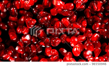 Fresh sliced pomegranate flying, freeze motion 96550946