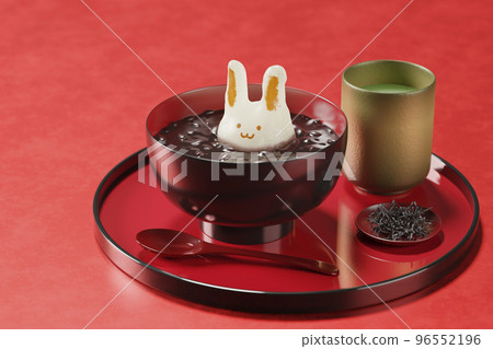 Oshiruko 兔年糕 / 兔年圖形圖像，新年食品，新年賀卡，新年 96552196