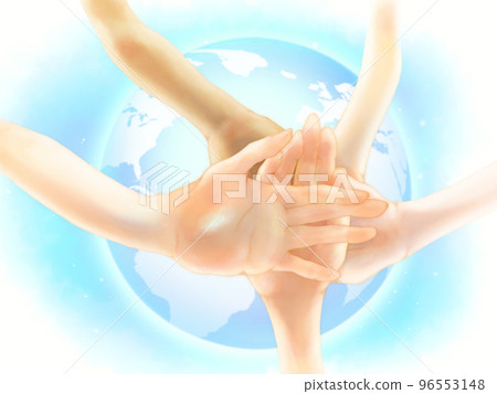Business image-multiple hands superimposed (with background) 96553148