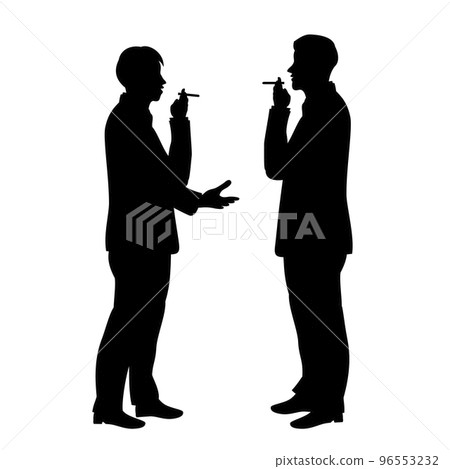 在香煙休息期間的辦公室工作人員剪影插圖 96553232