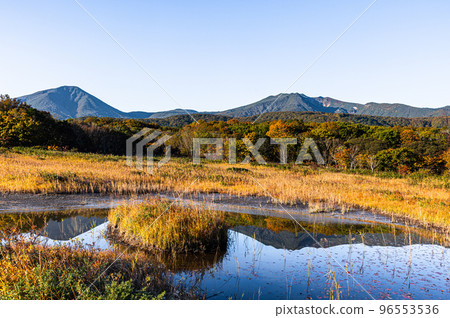 [Aomori Prefecture Hakkoda] Autumn in Tashirodaira Marsh during autumn leaves October 96553536
