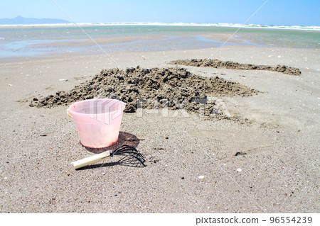 Image of digging in the sand and looking for shellfish 96554239