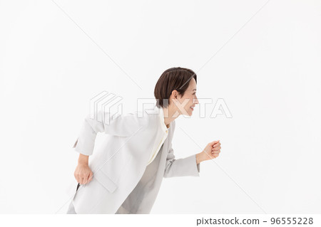 Running woman white background Running woman white background 96555228