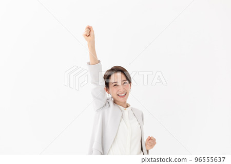 Guts pose fighting back female white background 96555637