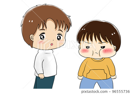 一個憤怒的男人和兩個男人看著這個 一個憤怒的男人和兩個男人看著這個 96555736