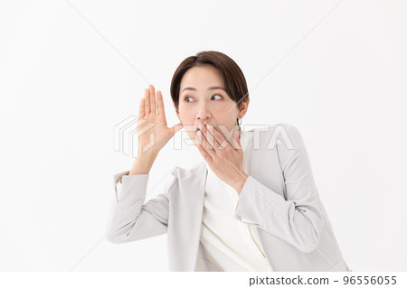 Listen female white background Listen female white background 96556055