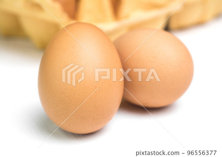 Chicken eggs isolated on white 96556377