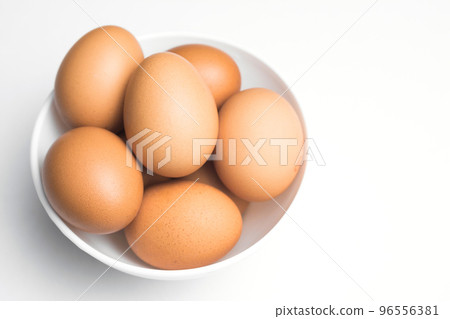 Chicken eggs isolated on white 96556381