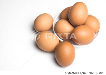 Chicken eggs isolated on white 96556384