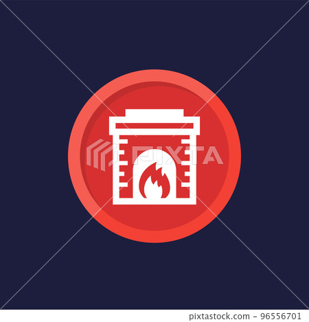 fireplace icon, round vector design fireplace icon, round vector design 96556701